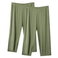 thumbnail image 1 of Capri Pants for Women Athletic 2 Pack Plus Size Workout Pants Pull On Stretch Capris Active Mid Rise Capris Drawstring Lounge Elastic Waist Capris Pants Fashion Comfy Loose Cropped Pants Army Green, 1 of 2