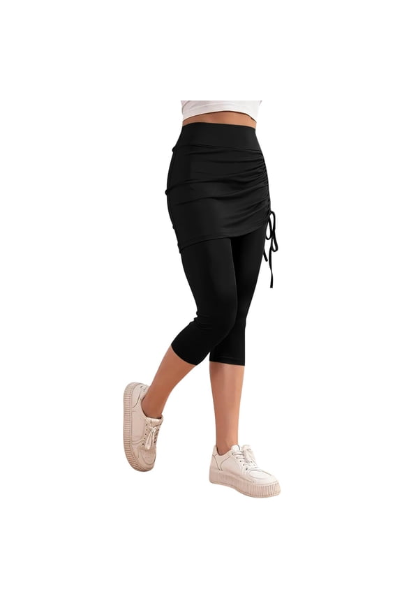Capri Pants for Women BWASD 2028 New Summer Strength High Waist Tennis Skirt Quick Drying Capri Pants Work Outdoor Running Joggers Yoga Sports Leggings (Black,3XL)