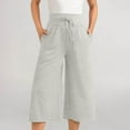 thumbnail image 1 of Capri Pants For Women Casual Summer Wide Leg Pants Stretch Palazzo Pants With Pockets Capris Womens Casual Dress Pants for Summer Women Sweatpants Casual Pants for Women plus Size Formal Pants for, 1 of 7