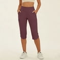 thumbnail image 1 of Capri Pants Women High Waisted Yoga Pant Stretchy Relaxed Fits Tummy Control Workout Cropped Pants Solid Loose Fits Straight Leg Outdoor Athletic Gym Capris Pant, 1 of 9