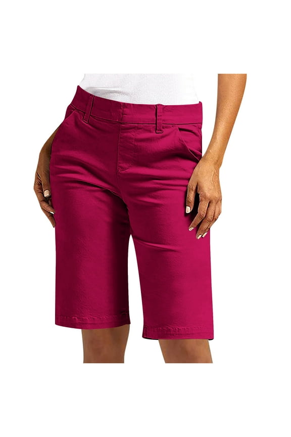 Capri Pants Women Hiking Cargo Capri Outdoor Walking Camping Golf Pants Hot Pink S