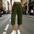 thumbnail image 1 of Capri Pants for Women Solid Color Loose Wide Leg Jogger Pants Elastic Double Drawstring Waist Button Cuff Thick Warm Fleece Stretch Breathable Casual Street Daily Walking Shopping Outdoor, 1 of 7