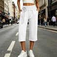 thumbnail image 1 of Capri Pants for Women Solid Color Loose Wide Leg Jogger Pants Elastic Double Drawstring Waist Button Cuff Thick Warm Fleece Stretch Breathable Casual Street Daily Walking Shopping Outdoor, 1 of 7