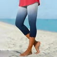 thumbnail image 1 of Capri Pants Women's Casual Gradient Stars Stripes Print Scalloped Hem Skinny Yoga Summer Beach Athletic Leggings(XX-Large,Navy), 1 of 5