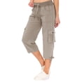 thumbnail image 1 of Capri Pants Women's Summer Solid Color Pocket Drawstring Slacks Capri Pants Pocket Cargo Pants Solid Mid Calf Khaki XXL, 1 of 7