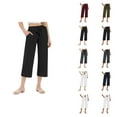 thumbnail image 1 of Capri Pants for Women 2025 Casual Loose Elastic Waist Straight Leg Wide Leg Capris with Pockets Womens Cropped Pants, 1 of 6