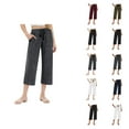 thumbnail image 1 of Capri Pants for Women 2025 Casual Loose Elastic Waist Straight Leg Wide Leg Capris with Pockets Womens Cropped Pants, 1 of 6