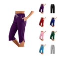 thumbnail image 1 of Capri Pants for Women 2025 Casual Slim Fit Mid Elastic Waist Comfortable Capris with Pockets Womens Cropped Pants, 1 of 5
