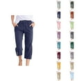 thumbnail image 1 of Capri Pants for Women 2025 Elastic Waist Drawstring Casual Loose Straight Leg Capris with Pockets Womens Cropped Pants, 1 of 6