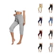 thumbnail image 1 of Capri Pants for Women 2025 Elastic Waist Straight Leg Casual Loose Capris with Pockets Womens Cropped Pants, 1 of 6