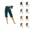 thumbnail image 1 of Capri Pants for Women 2025 High Waisted Button Straight Leg Casual Capris with Pockets Womens Cropped Pants, 1 of 5