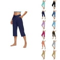 thumbnail image 1 of Capri Pants for Women 2025 High Waisted Straight Leg Yoga Casual Beach Capris with Pockets Womens Cropped Pants, 1 of 7