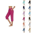 thumbnail image 1 of Capri Pants for Women 2025 High Waisted Straight Leg Yoga Casual Beach Capris with Pockets Womens Cropped Pants, 1 of 7