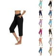 thumbnail image 1 of Capri Pants for Women 2025 High Waisted Straight Leg Yoga Casual Beach Capris with Pockets Womens Cropped Pants, 1 of 7