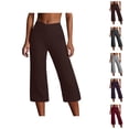 thumbnail image 1 of Capri Pants for Women 2025 High Waisted Wide Straight Leg Casual Loose Yoga Capris with Pockets Womens Cropped Pants, 1 of 7