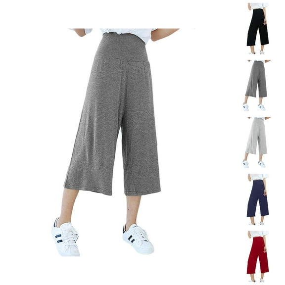 Capri Pants for Women 2025 High Waisted Wide Straight Leg Lightweight Drape Loose Casual Capris Womens Cropped Pants