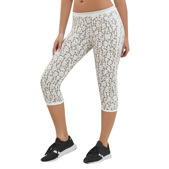 Capri Pants for Women 2025 Lace See Through Elastic High Waisted Skinny Leggings Capris Womens Cropped Pants