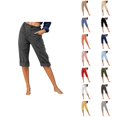 thumbnail image 1 of Capri Pants for Women 2025 Mid Waist Straight Leg Linen Casual Loose Capris with Pockets Womens Cropped Pants, 1 of 5