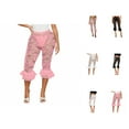 thumbnail image 1 of Capri Pants for Women 2025 Ruffle Lace Capri Leggings Half Under Dress Slim Fit See Through Womens Cropped Pants, 1 of 8
