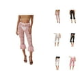 thumbnail image 1 of Capri Pants for Women 2025 Ruffle Lace Capri Leggings Half Under Dress Slim Fit See Through Womens Cropped Pants, 1 of 8