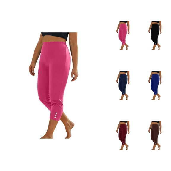 Capri Pants for Women 2025 Solid Color High Waisted Summer Casual Capris Leggings Womens Cropped Pants