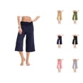 thumbnail image 1 of Capri Pants for Women 2025 Solid Color High Waisted Wide Leg Casual Loose Capris with Pockets Womens Cropped Pants, 1 of 8