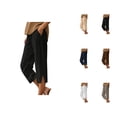 thumbnail image 1 of Capri Pants for Women 2025 Solid Color Lightweight Casual Loose Beach Capris with Pockets Womens Cropped Pants, 1 of 5