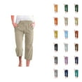 thumbnail image 1 of Capri Pants for Women 2025 Solid Color Lightweight Linen Loose Fit Casual Capris with Pockets Womens Cropped Pants, 1 of 5