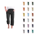 thumbnail image 1 of Capri Pants for Women 2025 Solid Color Lightweight Linen Loose Fit Casual Capris with Pockets Womens Cropped Pants, 1 of 5