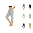 thumbnail image 1 of Capri Pants for Women 2025 Solid Color Lightweight Stretchy Casual Loose Capris with Pockets Womens Cropped Pants, 1 of 7