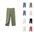 thumbnail image 1 of Capri Pants for Women 2025 Solid Color Plus Size Lightweight Breathable High Waist Pajama Bottoms Womens Cropped Pants, 1 of 4