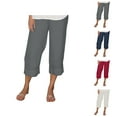 thumbnail image 1 of Capri Pants for Women 2025 Summer Casual Cotton Plus Size Loose Fit Soft Capris with Pockets Womens Cropped Pants, 1 of 7