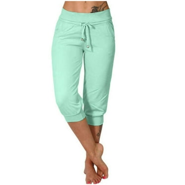 Capri Pants for Women 2025 Summer Casual Drawstring High Waist Causal Yoga Sweat Pants Workout Joggers with Pockets