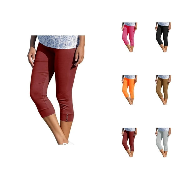 Capri Pants for Women 2025 Summer High Waist Stretch Slim Fit Yoga Fitness Capris Leggings Womens Cropped Pants
