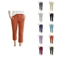 thumbnail image 1 of Capri Pants for Women 2025 Summer High Waisted Straight Leg Linen Casual Capris with Pockets Womens Cropped Pants, 1 of 6