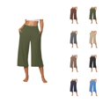 thumbnail image 1 of Capri Pants for Women 2025 Summer High Waisted Wide Leg Loose Fit Casual Capris with Pockets Womens Cropped Pants, 1 of 7