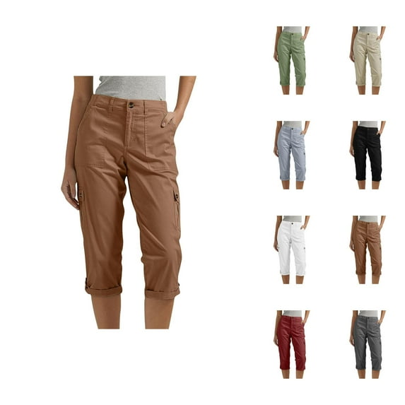 Capri Pants for Women 2025 Summer Lightweight High Waist Casual Cago Capris with Pockets Womens Cropped Pants