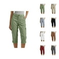 thumbnail image 1 of Capri Pants for Women 2025 Summer Lightweight High Waist Casual Cago Capris with Pockets Womens Cropped Pants, 1 of 6