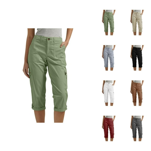 Capri Pants for Women 2025 Summer Lightweight High Waist Casual Cago Capris with Pockets Womens Cropped Pants
