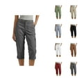thumbnail image 1 of Capri Pants for Women 2025 Summer Lightweight High Waist Casual Cago Capris with Pockets Womens Cropped Pants, 1 of 7