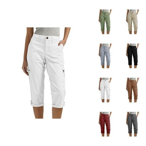 Capri Pants for Women 2025 Summer Lightweight High Waist Casual Cago Capris with Pockets Womens Cropped Pants