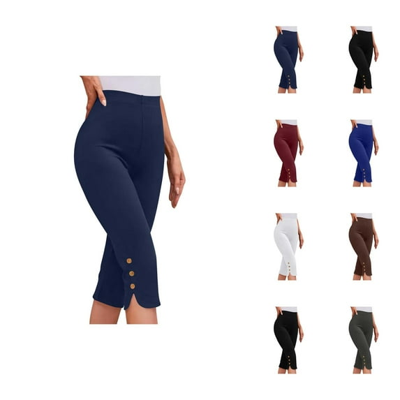 Capri Pants for Women 2025 Summer Solid Color High Waisted Lightweight Capris Leggings Womens Cropped Pants