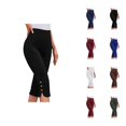 thumbnail image 1 of Capri Pants for Women 2025 Summer Solid Color High Waisted Lightweight Capris Leggings Womens Cropped Pants, 1 of 6
