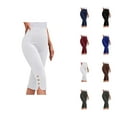 thumbnail image 1 of Capri Pants for Women 2025 Summer Solid Color High Waisted Lightweight Capris Leggings Womens Cropped Pants, 1 of 6