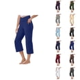 thumbnail image 1 of Capri Pants for Women 2025 Summer Solid Color High Waisted Loose Workout Capris with Pockets Womens Cropped Pants, 1 of 6