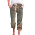 thumbnail image 1 of Capri Pants for Women Boho Floral Beach Capris Drawstring Elastic Waist Baggy Lightweight Womens Cropped Trousers, 1 of 5