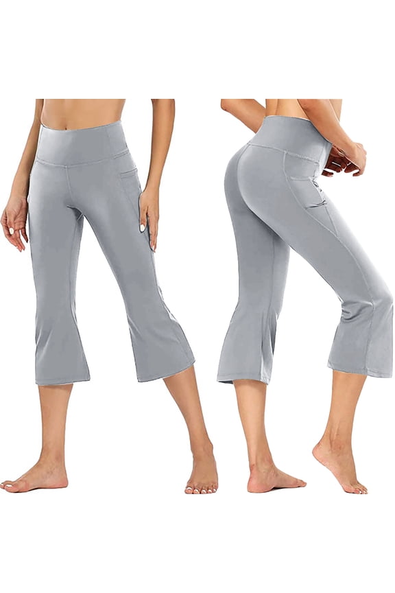 Capri Pants for Women Bootcut Capris Flared Leg Leggings Workout Yoga Pants Stretch High Waist for Summer Work Casual