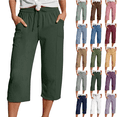 thumbnail image 1 of Capri Pants for Women Casual Straight Leg High Waist Capris with Pockets Summer Lightweight Beach Cropped Pants,Sizes S-5XL, 1 of 7