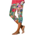 thumbnail image 1 of Capri Pants for Women Casual Summer Pants Floral Print Yoga Capris High Waisted Tummy Control Leggings Seamless Multicolor B XL, 1 of 5