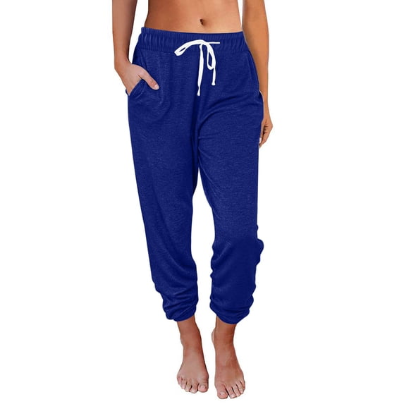 Capri Pants for Women Clearance Women Fashion Casual Elastic Waist Loose Full Length Pants Women's Plus Size